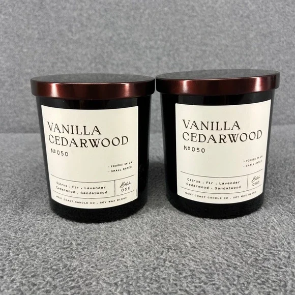 2x Leoben Co Candle Vanilla Cedarwood 9 oz Amber Glass Soy Wax No 050