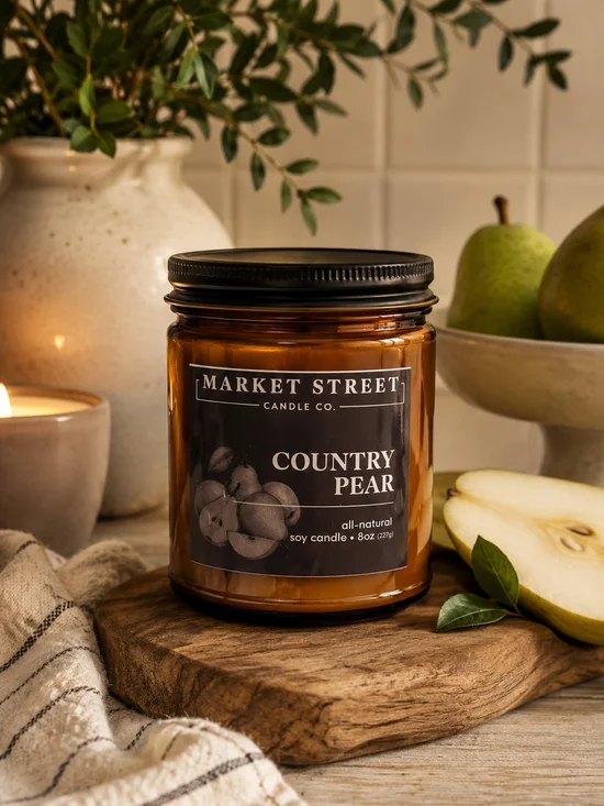 Market Street Candle Co Country Pear 8 oz Soy Candle NEW