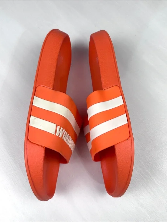 Whataburger Orange Slide Sandals with White Stripes