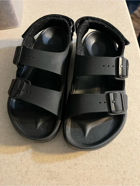 Mens Black Adjustable Double-Strap Comfort Birkenstock Sandals
