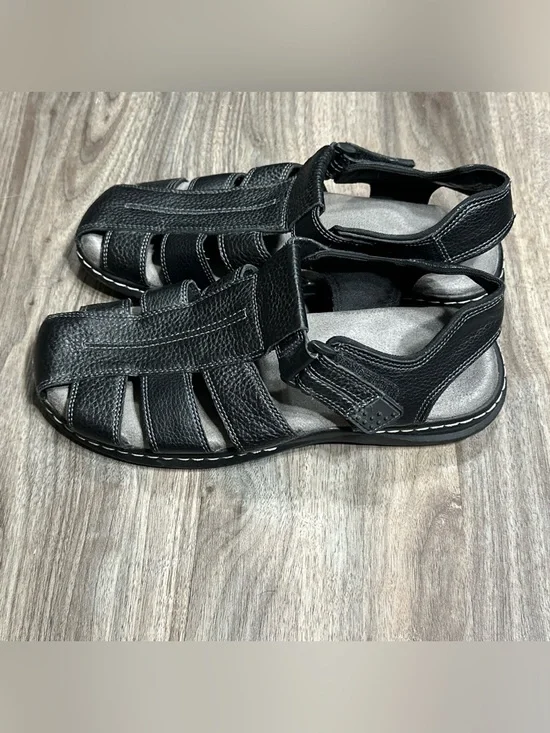 Dr. Scholl's Men's Black Leather Fisherman Sandals