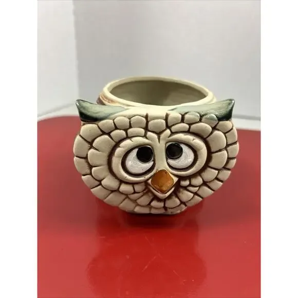 Vintage Ceramic Owl Trinket Box Plant Holder Candle Stick Holder Trinket Box‎