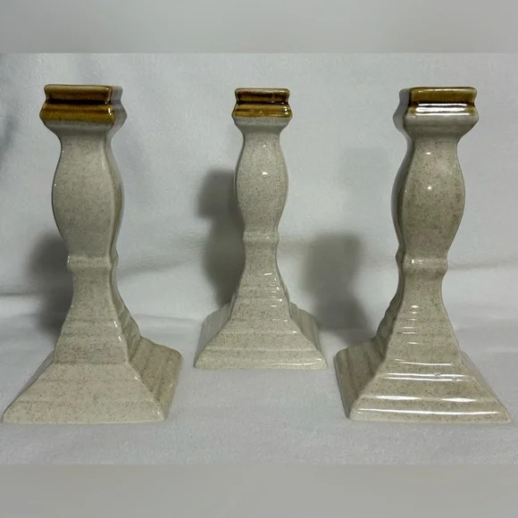 Mikasa - Set of 3 Vintage ‘70s Garden Club Ceramic Candlesticks Made in Japan