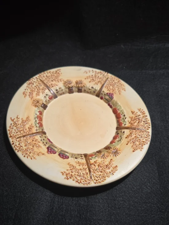 Yankee Candle Cream Ceramic Candle Plate with Autumn Fruit Border