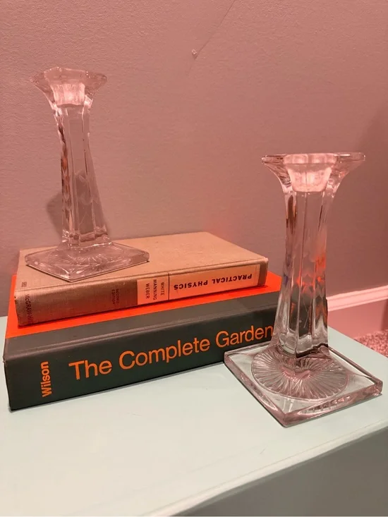 Clear Glass Candlestick Pair - Home Accents