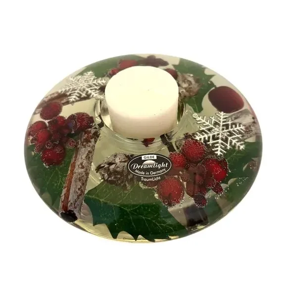 Gilde Dreamlight Germany Christmas Holly Berries Votive Candle Holder NWT