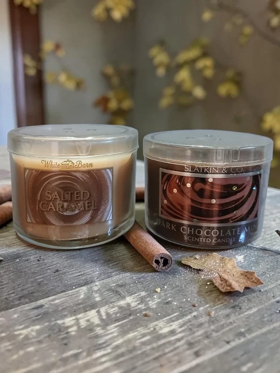 White Barn Salted Caramel & Dark Chocolate Mini Candle Duo - Brown