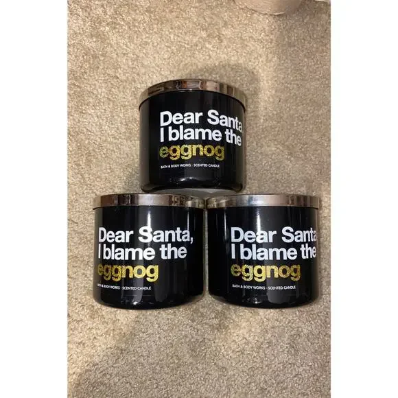 bath and body works dear santa i blame the eggnog candle 3 wick candles set of 3