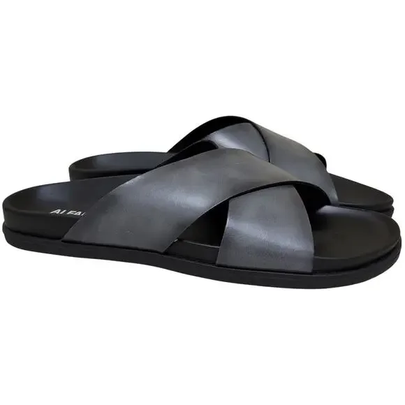 Alfani Men Wallacee Cross Strap Slide Sandals Size US 9M Charcoal Grey