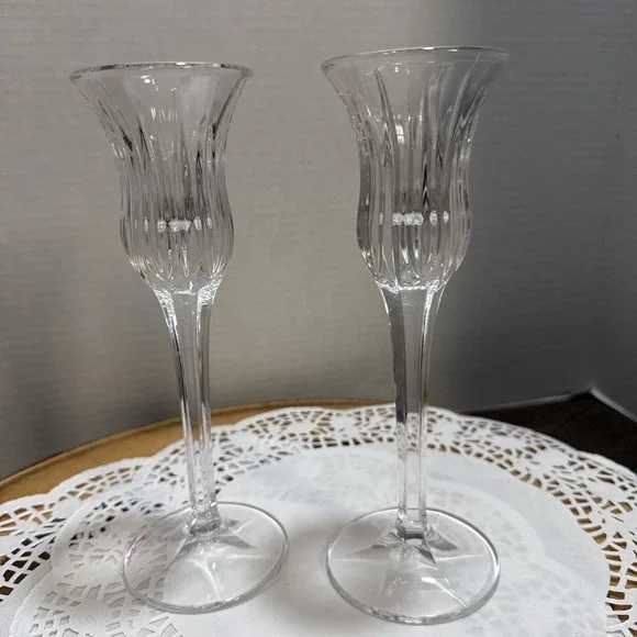 Mikasa Icicles Lead Crystal Candleholders Pair 8