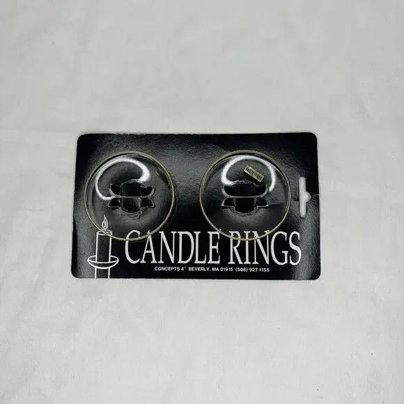 Candle Rings Set Of 2, New In Package, Glass with gold rim, evening, dinner