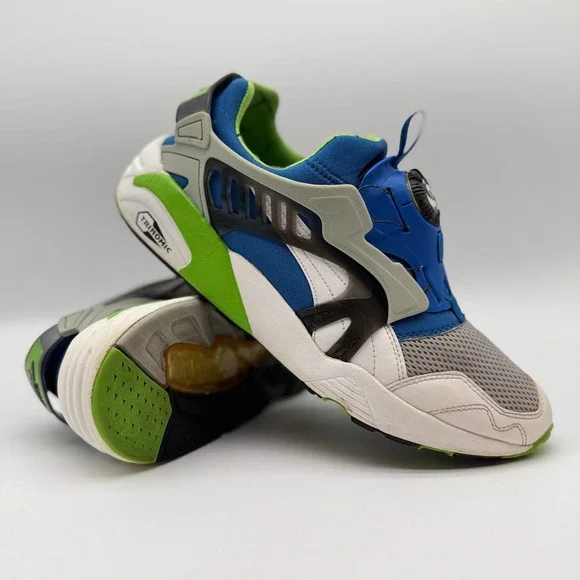 Puma Disc Blaze Trinomic Mens 11 Blue Green White Sneakers *Like New Not OG Box