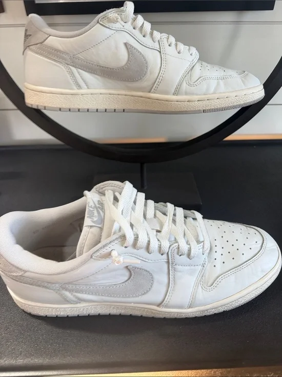 Nike Men’s Air Jordan 1 Low 85  White with Light Gray Low-Top Sneakers