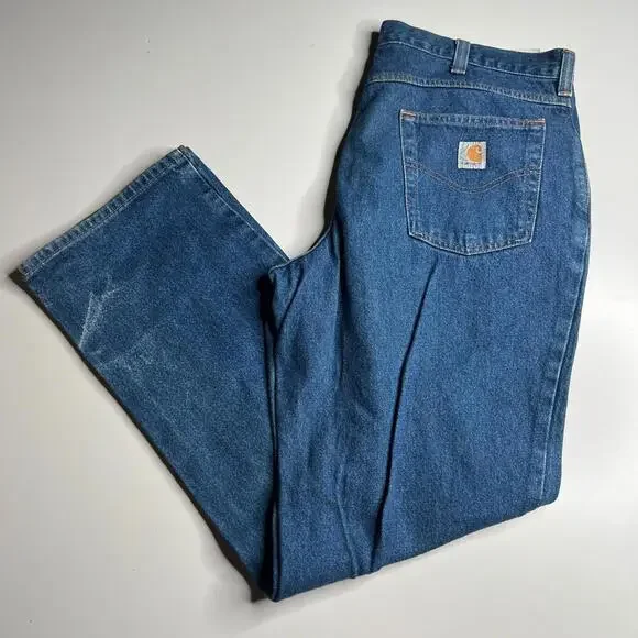 Carhartt Relaxed Fit Blue Denim Jeans 36x32 Mexico Heavyweight Workwear‎