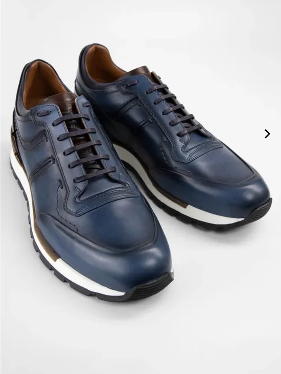 Men's Navy Leather Sneakers