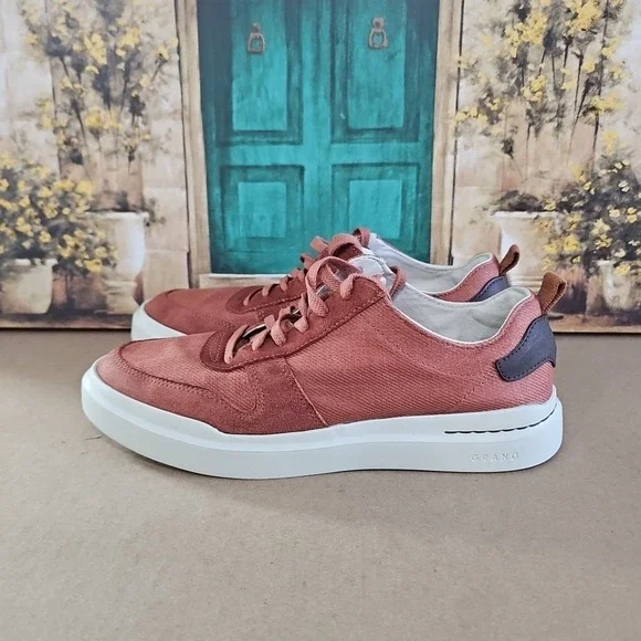 Cole Haan Mens Size 9.5‎ Grandpro Rally Canvas Court Sneaker Brown Lace Up Shoes