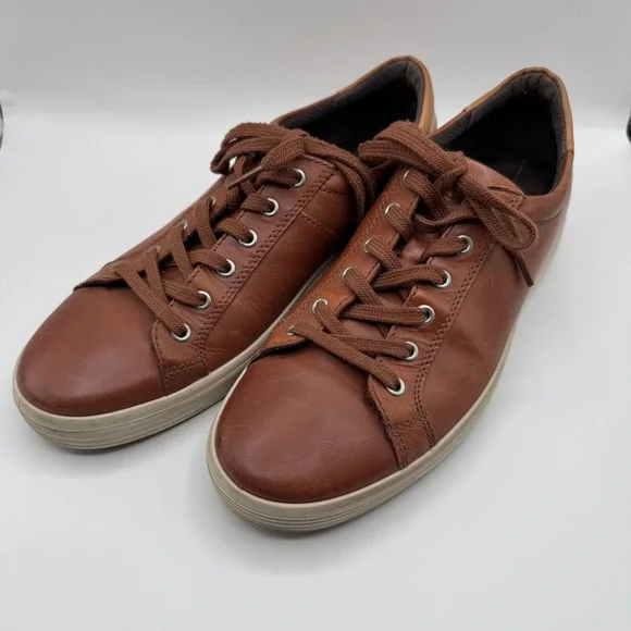 ECCO Soft 7 Sneakers Mens 43 Brown Leather Low Top Lace Up Casual Shoes