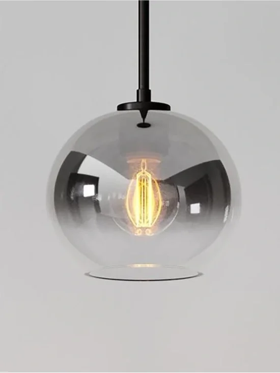 West Elm 8.5” Sculptural Glass Globe Pendant In Silver Ombré
