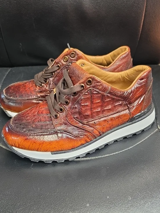 Men's Brown Leather Casual Sneakers
