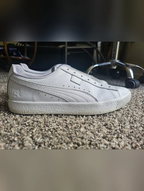 Puma TMC All-White Textured Leather Low-Top Sneaker