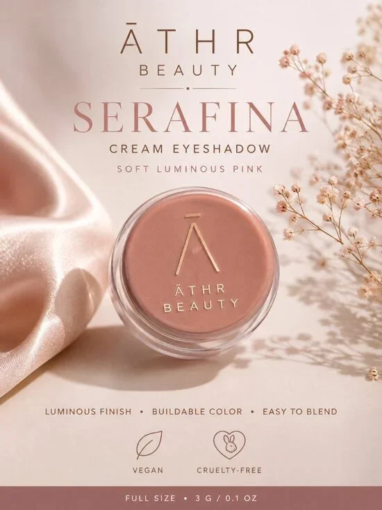 ATHR Beauty Serafina Cream Eyeshadow Soft Pink Luminous Vegan 3g Full Size
