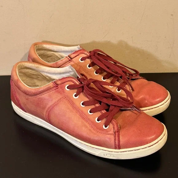 UGG Australia Mens Olli Red Burnished Leather Shearling Sneakers size 11