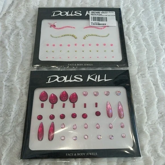 Dolls KillCandy factory dark pink body gems dainty me face gems pink gold