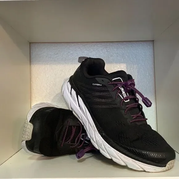 Hoka One One Mens Clifton 6 Black Running Walking Sneakers