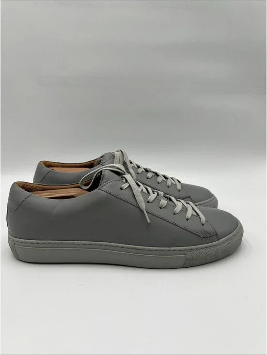 Men’s Saks Fifth Avenue gray minimalist leather sneakers Low Too Size 10.5