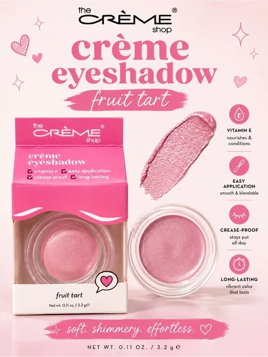 The Crème Shop Crème Eyeshadow in Fruit Tart Pink Shimmer 0.11 oz New in Box