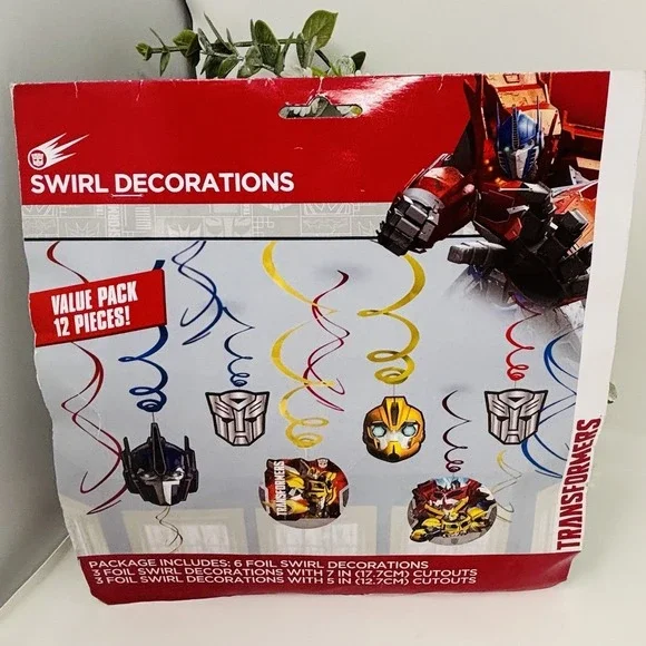 Transformers Swirl Decorations 12 Pc Party Hanging Decor Hasbro‎ 2014 New