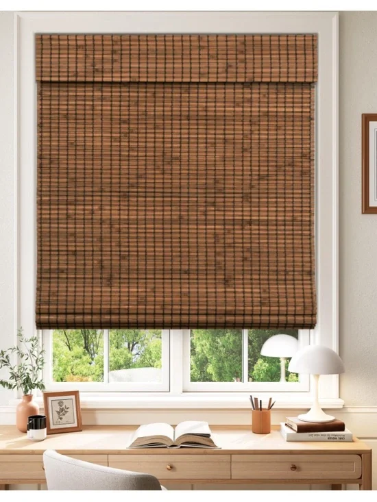 Roman Shade - 100% Total Blackout Cordless 32”W 64”L - PENANG TEAK