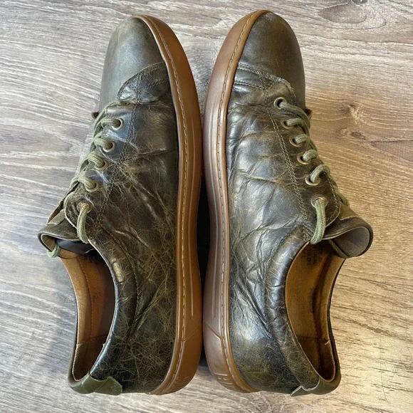 Birkenstock Arran Mens Olive Green Distressed Leather Sneakers 44 L13 M11