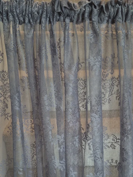 UrbanLotus Sheer Lace Floral Curtain Panel Silvery Gray 56x96