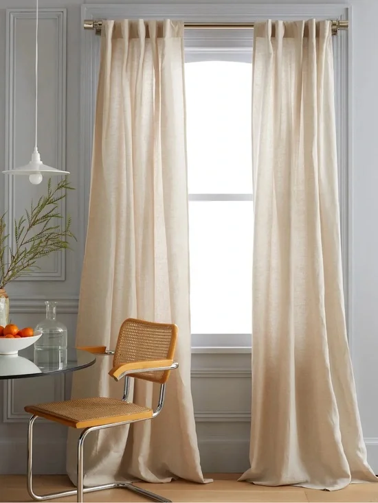 NWOT QUINCE Set Of 2 48x84 European Linen Curtains Sand 0789
