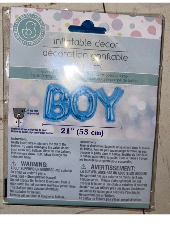 Large Baby Boy 21”, Foil Balloon, Baby Shower, Gender Reveal, Party Decorations