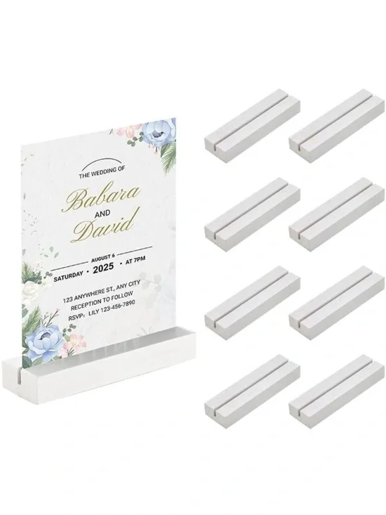 8 Pcs Wood Place Card Holders (White)