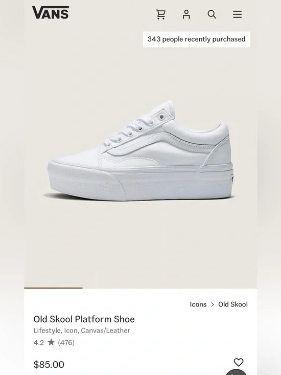 Vans Old Skool Platform Shoe - White
