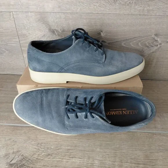 Allen Edmonds Driggs Derby Sneakers Mens 9.5 Blue Suede Leather Casual Shoes USA