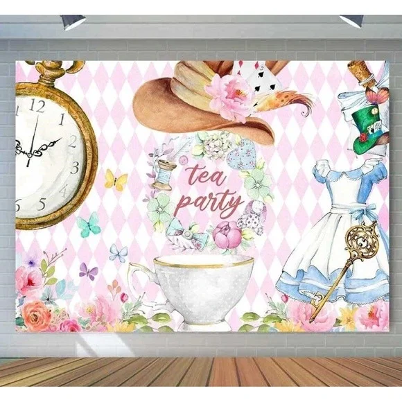 Lofaris Alice in Wonderland Tea Party Backdrop 7x5 Birthday Photography BNWT