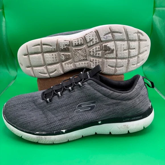Skechers Summits Louvin Sneakers Mens 13 Wide Gray Bungee Slip On Comfort Shoes