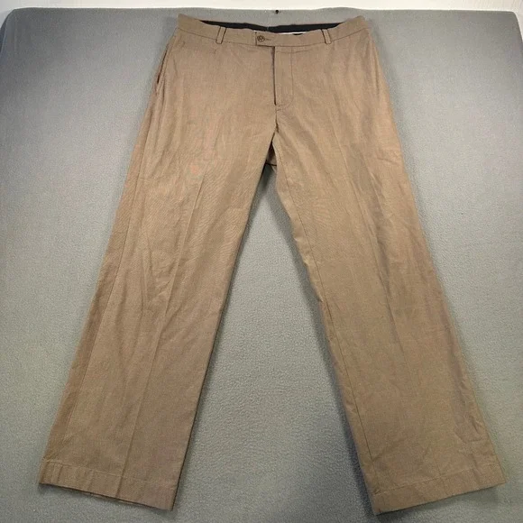 Austin Reed London Mens Tan Brown Dress Pants Flat Front Straight Leg 34W 30L