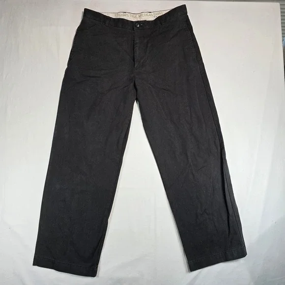Chaps True American Chino Mens 34x30 Black 100% Cotton Straight Leg Pants A0286