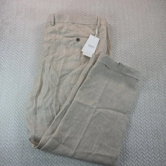 Murano Baird McNutt 100% Linen Pants Tan Zac Classic Fit Big Man 48x30 NWT