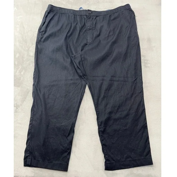 Tommy Bahama Boracay Pants Mens 3XL Big Blue Linen Blend Elastic Waist Trouser