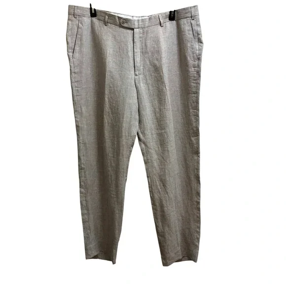 Joseph Abboud Linen Dress Pants Mens 44x32 Grey n Slim Fit Trousers Coastal