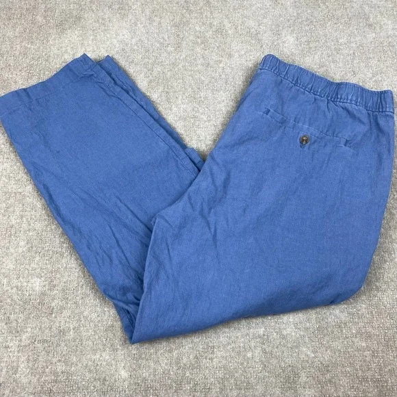 H&M Pants Mens 2XL Blue Cotton Regular Fit Straight Leg High Rise Flat Front