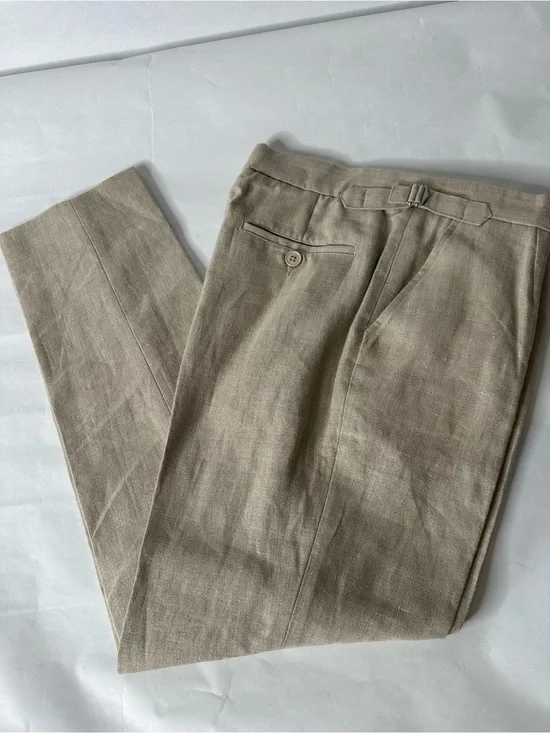 Men's Linen Blend Trousers in Light Khaki