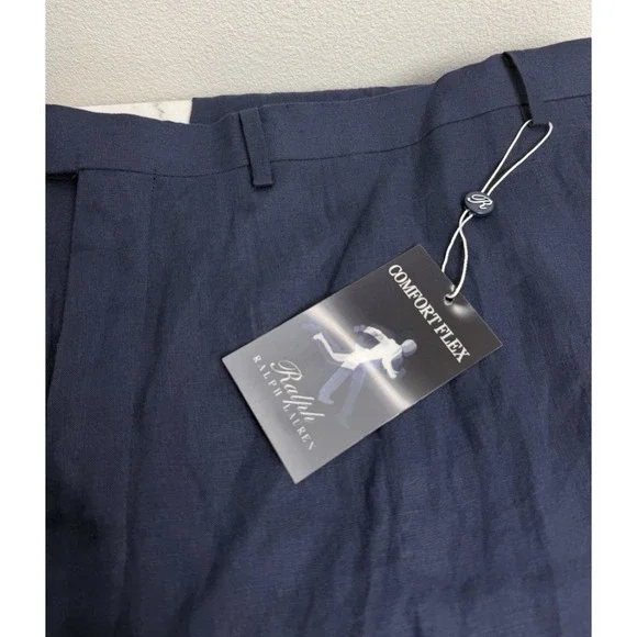 NEW Ralph Lauren Comfort Flex Pants Men's Navy 100% Linen Chino Pants