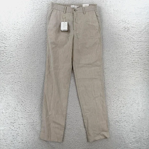 Porter & Ash Chino Pants Mens 29x30 Beige Slim Fit Linen Blend Summer Casual NWT